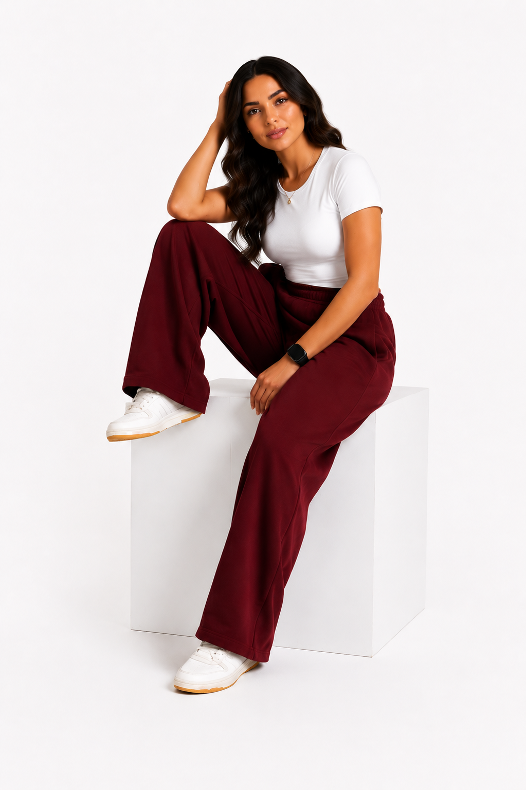 burgundy sweatpants