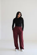 burgundy sweatpants