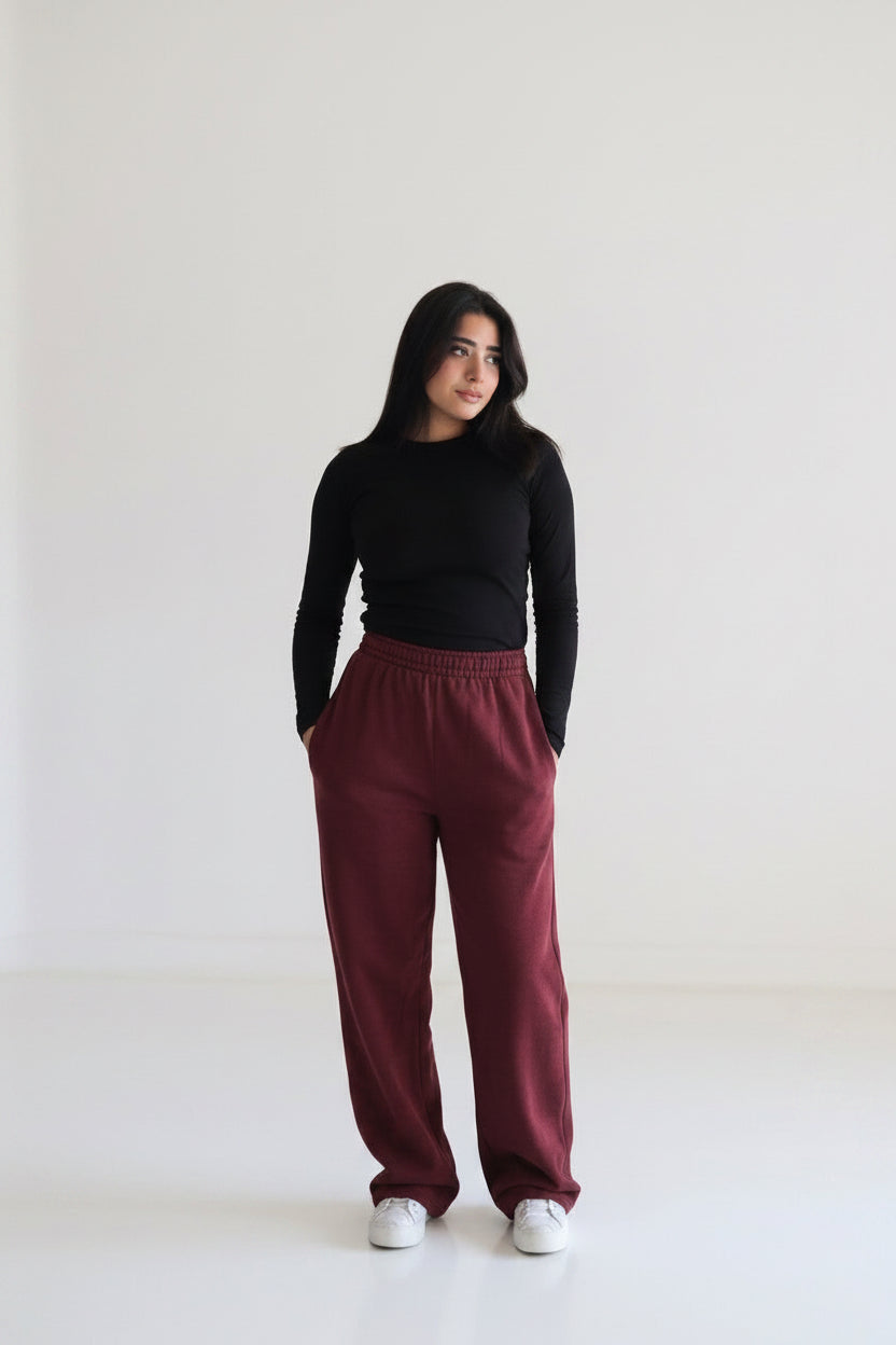 burgundy sweatpants