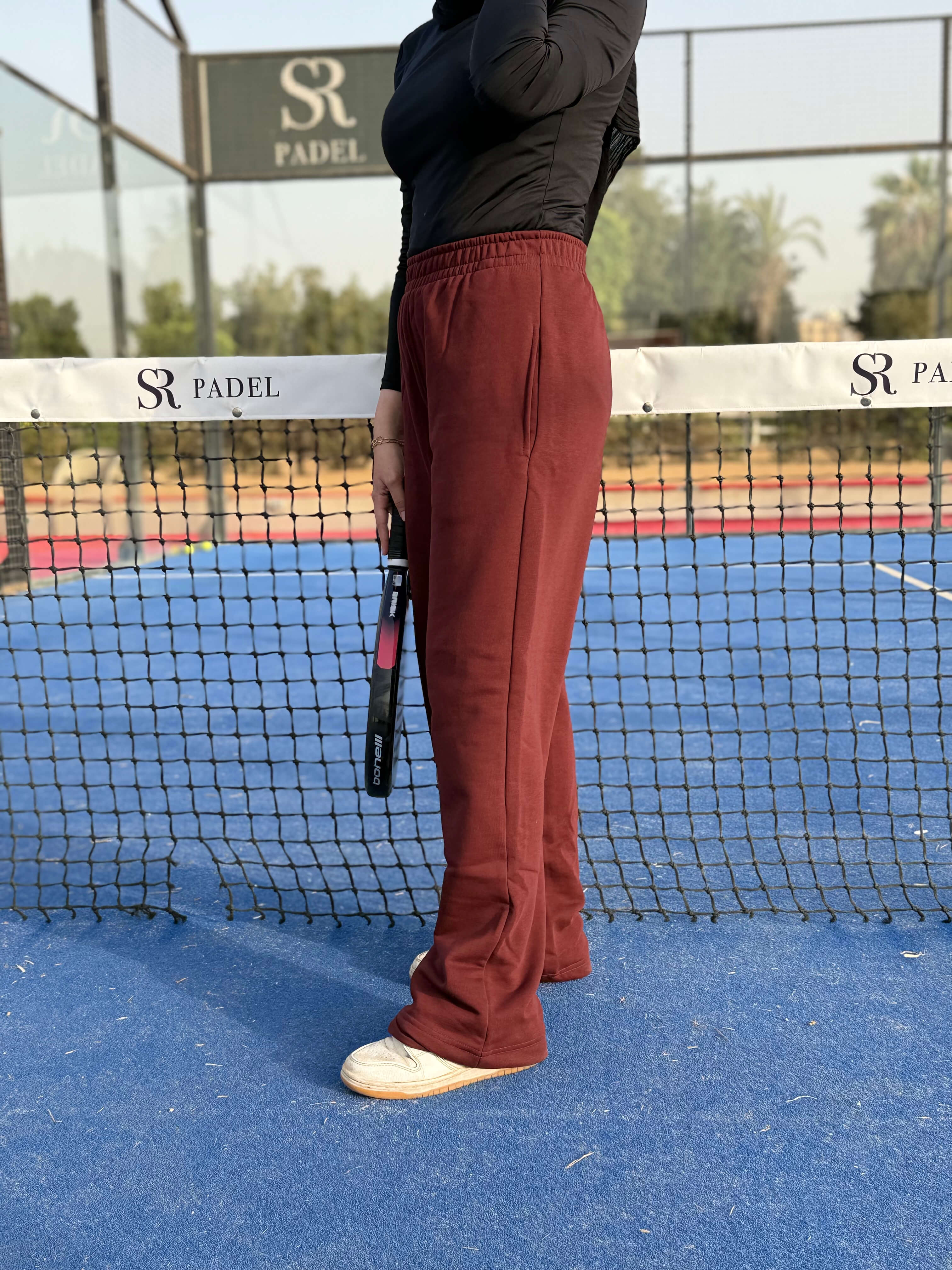 burgundy sweatpants
